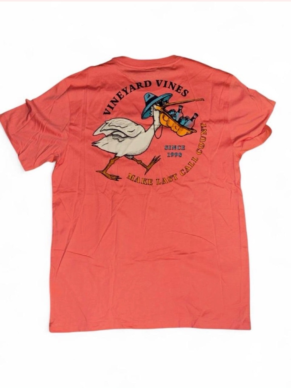 Vineyard Vines Coral Duck Carrying Drinks Graphic Tee NWT